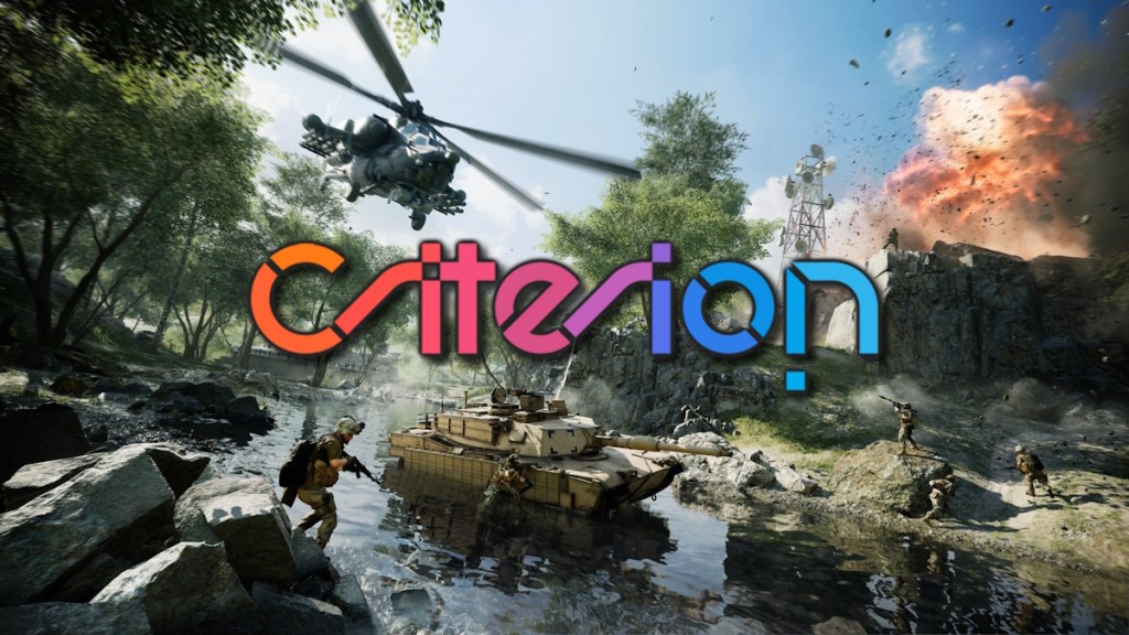 Criterion Games logo over Battlefield 2042 screenshot
